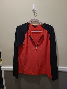 Lauren Ralph Lauren Sweatshirt Women XL Waffle Honeycomb Quarter Zip Raglan